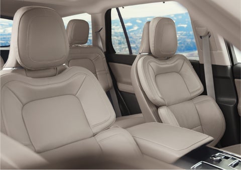 The interior of a 2023 Lincoln Aviator® SUV in the Sandstone interior color | White's Canyon Motors - Lincoln in Spearfish SD