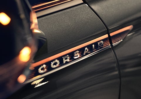 The stylish chrome badge reading “CORSAIR” is shown on the exterior of the vehicle. | White's Canyon Motors - Lincoln in Spearfish SD