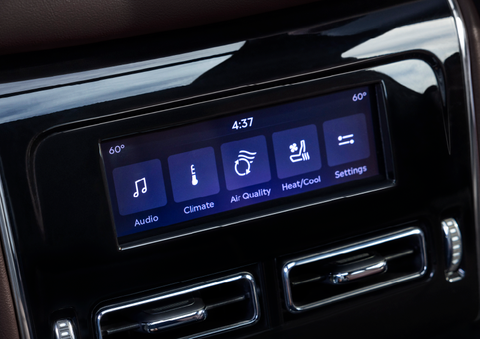 Driver controls like music, temperature, air quality, settings, and heat/cool seats are shown. | White's Canyon Motors - Lincoln in Spearfish SD