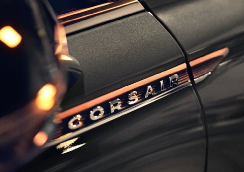 The stylish chrome badge reading “CORSAIR” is shown on the exterior of the vehicle. | White's Canyon Motors - Lincoln in Spearfish SD