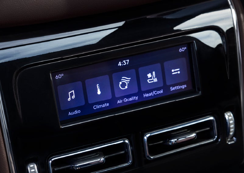 Driver controls like music, temperature, air quality, settings, and heat/cool seats are shown. | White's Canyon Motors - Lincoln in Spearfish SD
