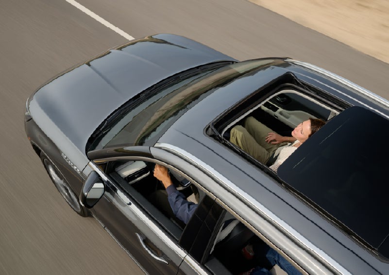 The available panoramic Vista Roof® of a 2027 Lincoln Aviator® SUV is open. | White's Canyon Motors - Lincoln in Spearfish SD