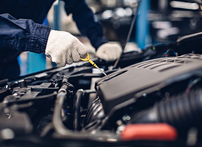 Technicians reviewing information beside a vehicle.